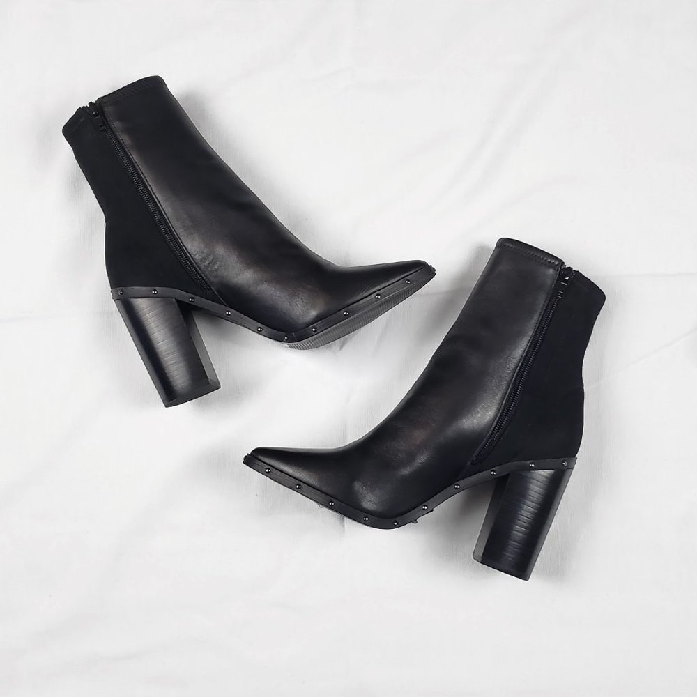 Black Aldo Low Calf Boots w/ Stud Details